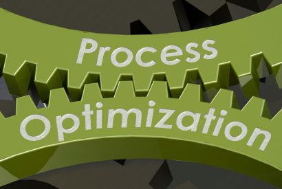 Process optimization words on gears, 3d rendering